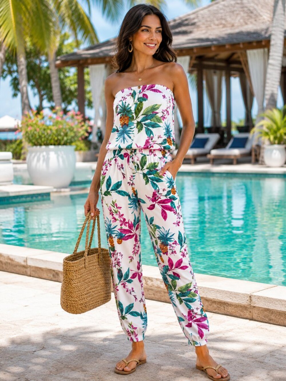 NWT - BLUE ISLAND 🏖️ Tropical Tube Jumpsuit ☀️🌸